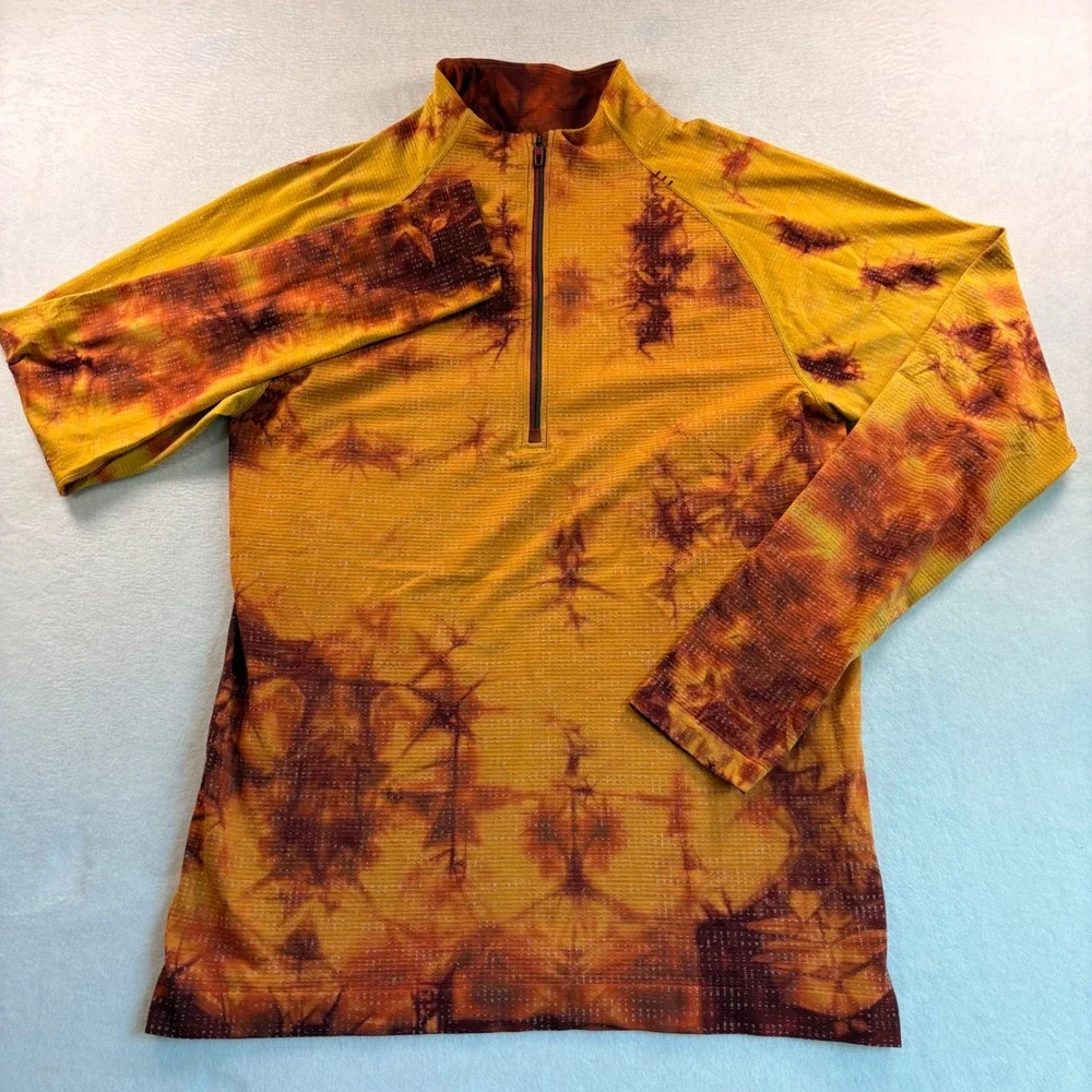 Lululemon Metal Vent Tech 1/2 Zip 2.0 Orange Tie Dye Pullover LM3DAES Mens M